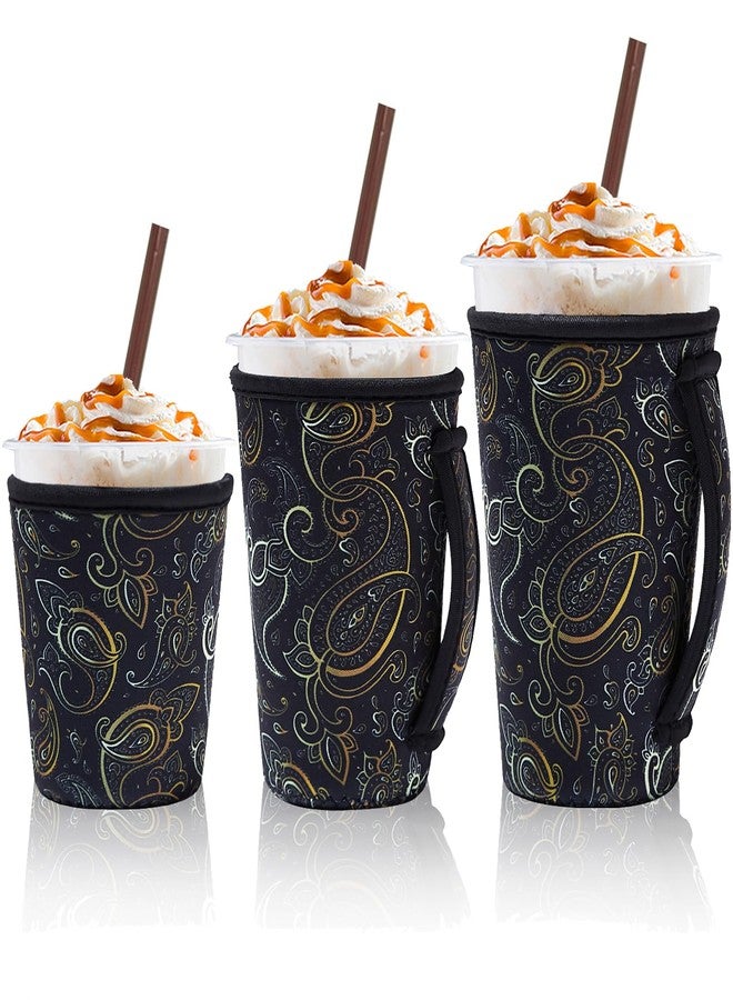 LLTDMEST 3 Piece Reusable Iced Coffee Sleeves Insulated Coffee Sleeves for 16-32 ounces of hot or cold coffee or iced beverages Compatible with Starbucks Dunkin Coffee cup and More (Paisley Print) - Image 1